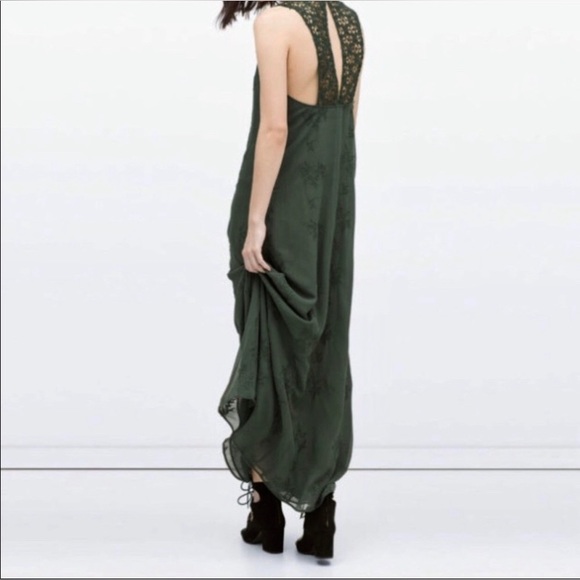 ZARA Special Collection Emerald Crochet Lace Maxi Dress - Picture 3 of 8